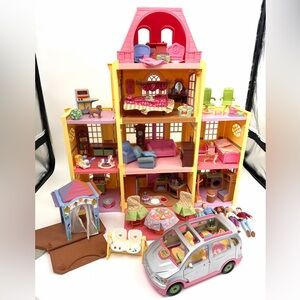 Vintage Fisher Price Twin Time Dollhouse & Accesories
